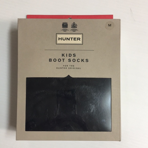New Hunter Original Kids BS Faux Fur Cuff Sock - Black. Sz M - Picture 1 of 6